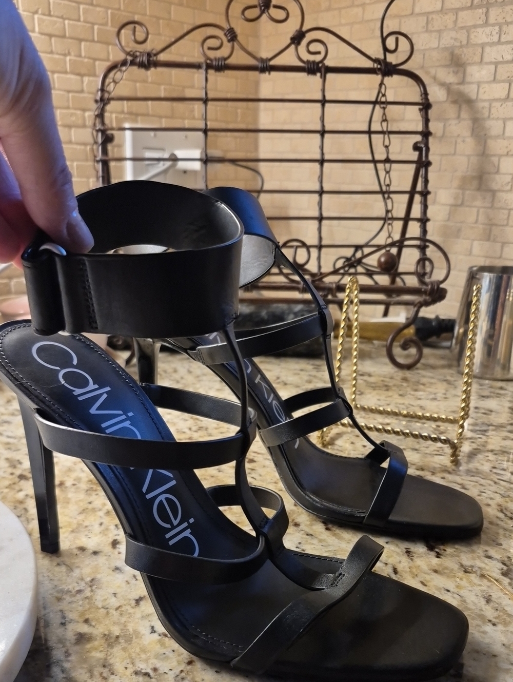 Calvin Klein Black Multi-Strap High Heel Sandals